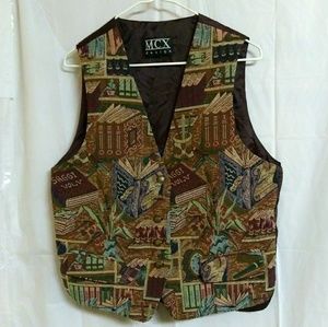 Library Books Theme Vest Vintage Medium.